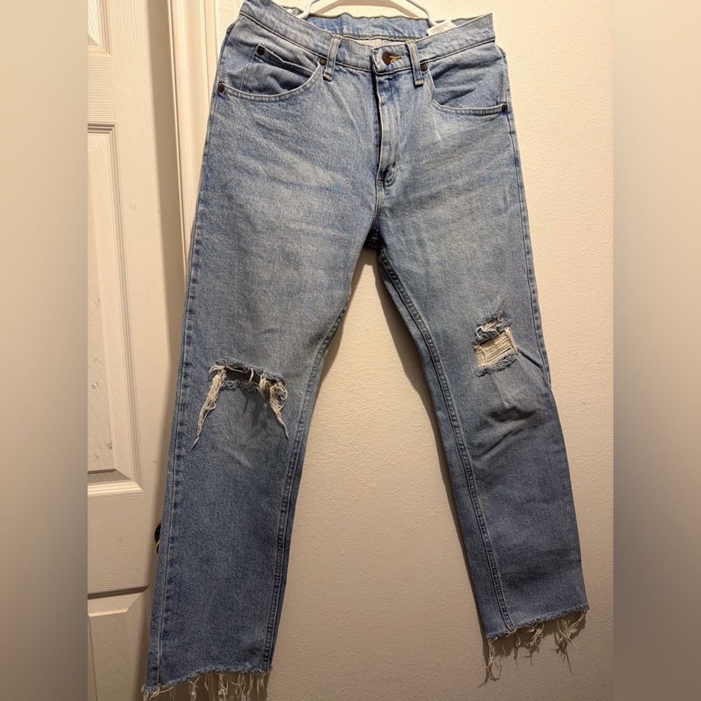 Wrangler Men's Light Blue Ripped Jeans